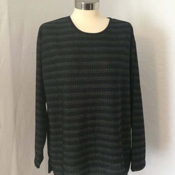Blast long sleeve Top Blouse Sparkle Navy Gold Striped New with tag - Picture 7 of 8